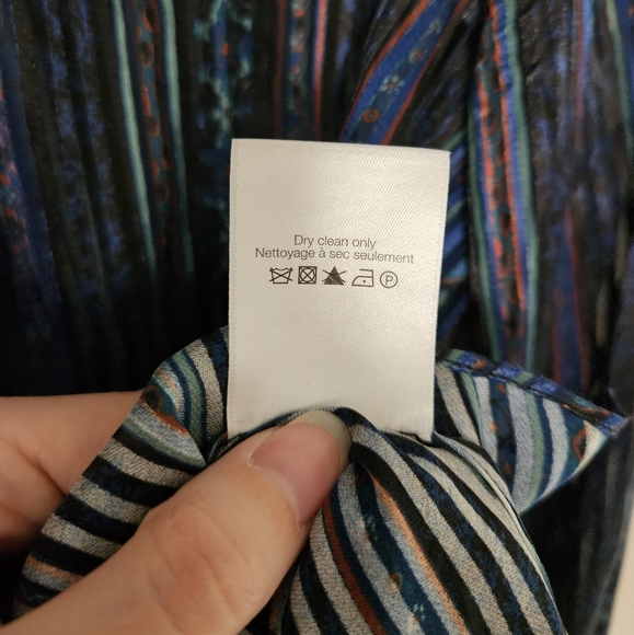 Veronica Beard Navy Malaya Mixed Stripe Tie Silk Button Down Blouse NWT Size 10 - Picture 11 of 14